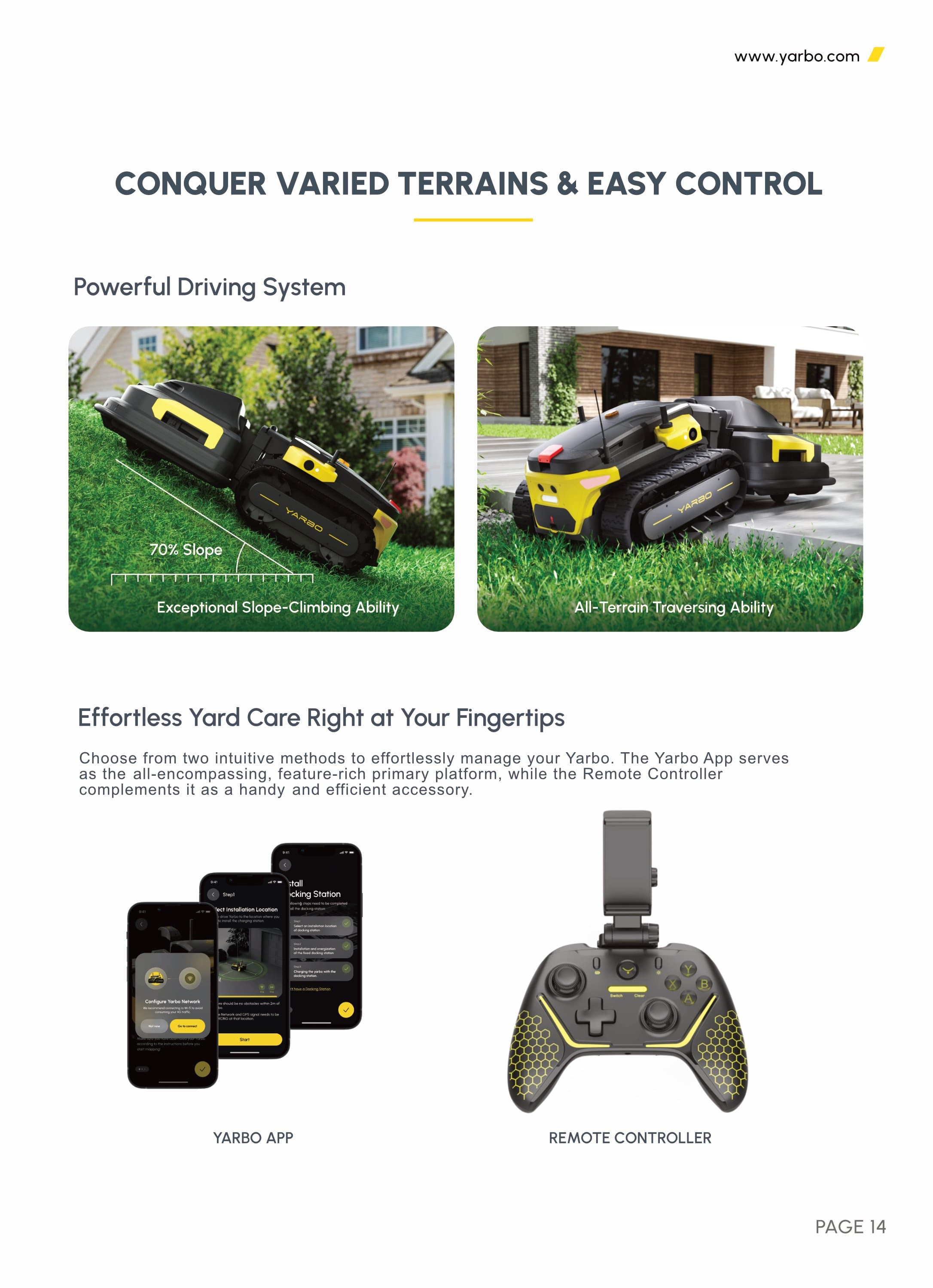 Yarbo lawn mower powerful driving system and control system