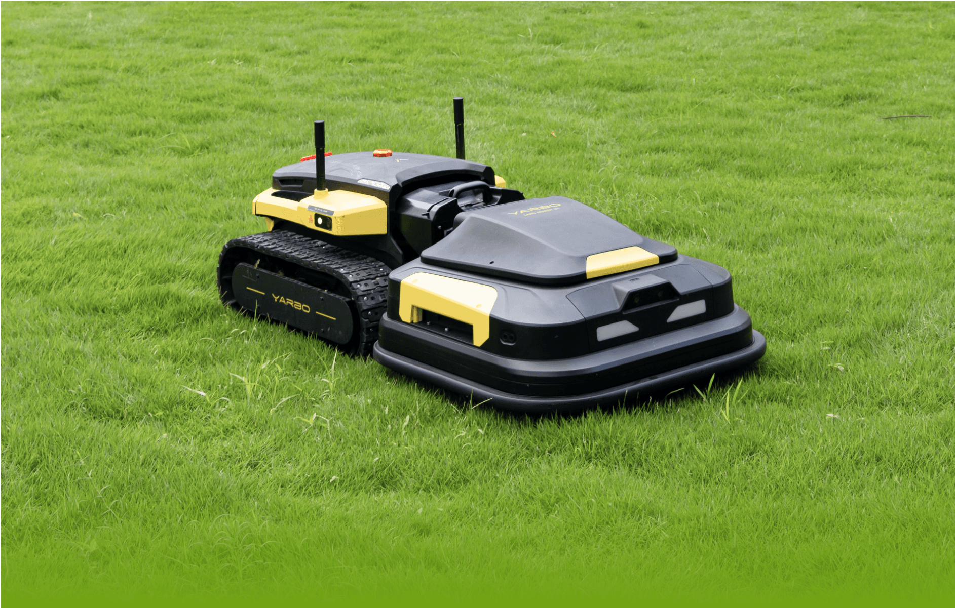 wire free lawn mower yarbo on the lawn