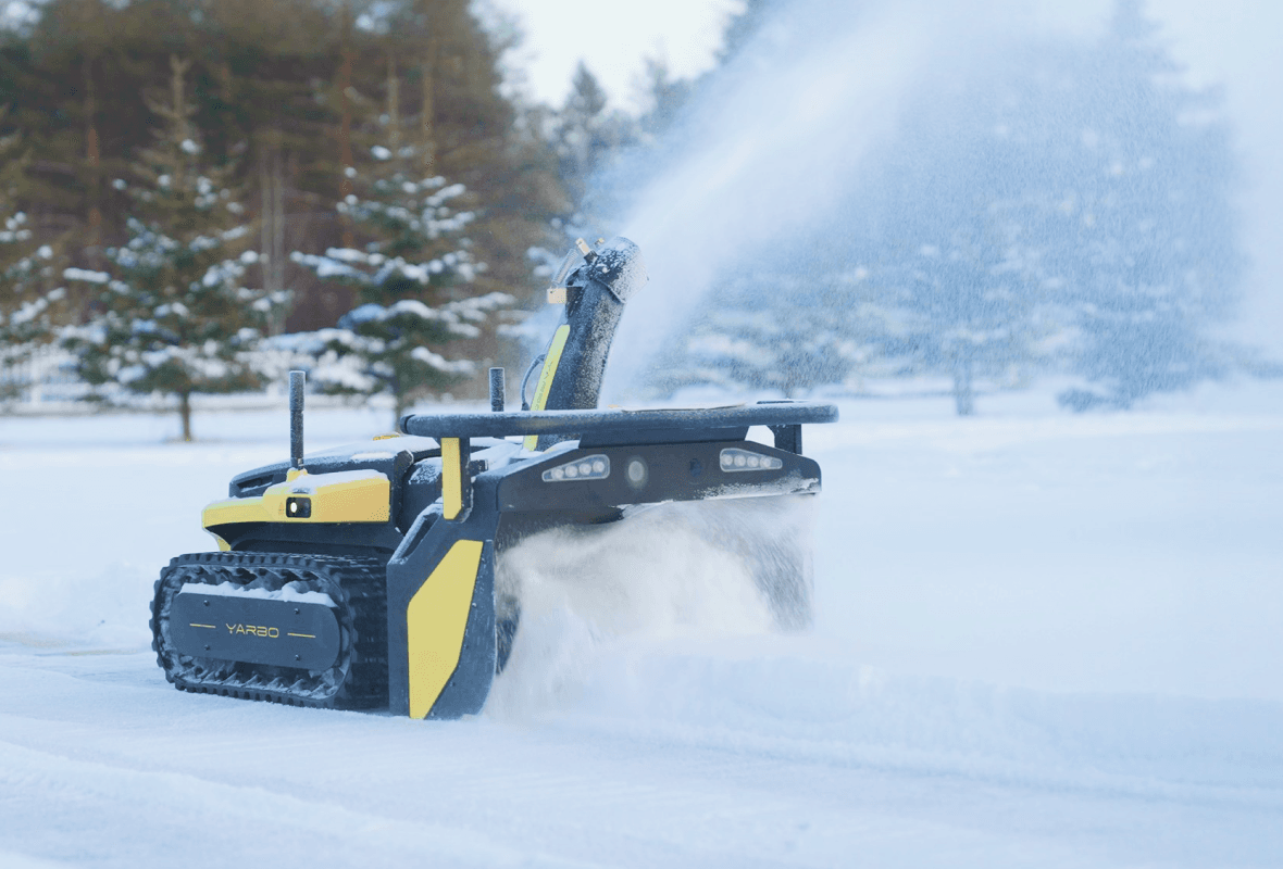 Yarbo snow blower blowing snow