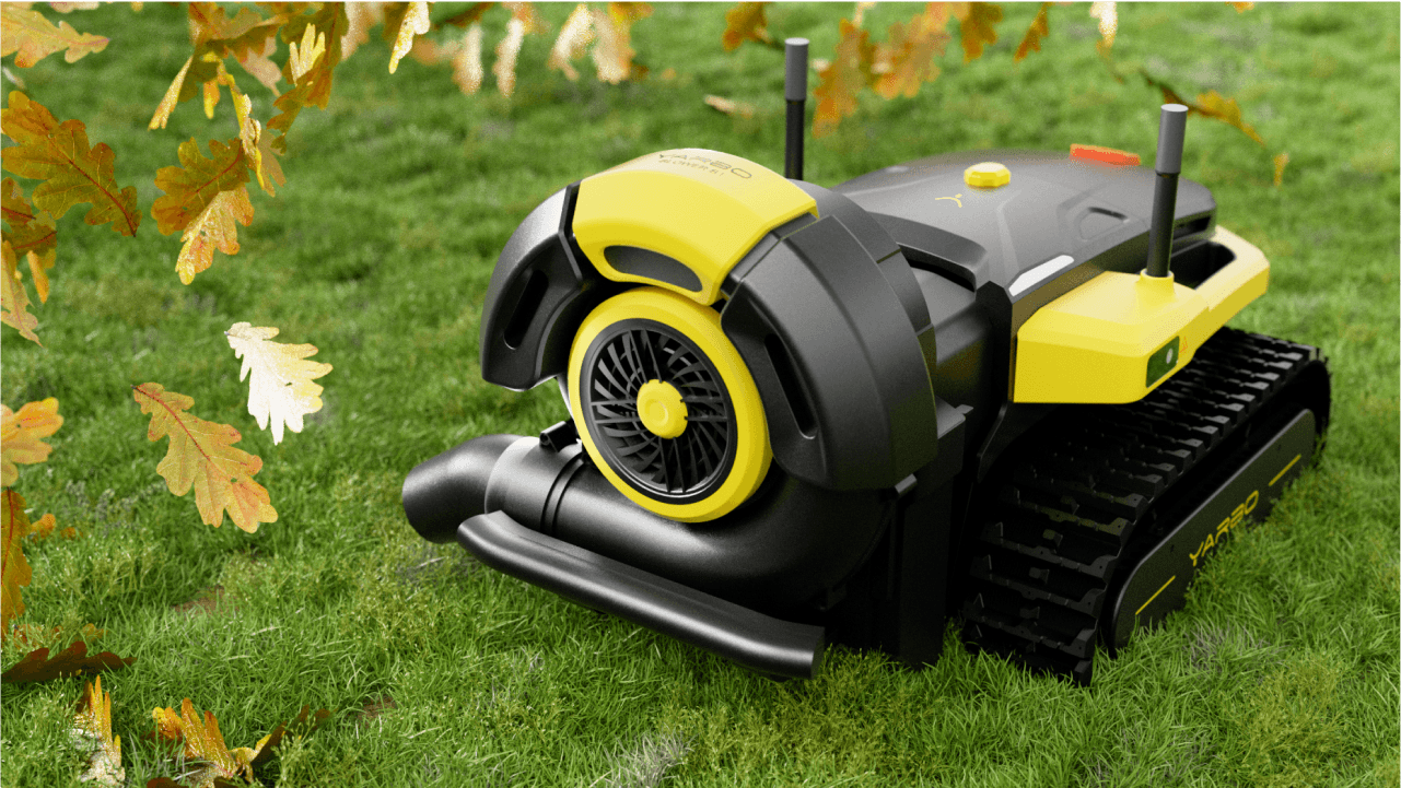 Yarbo robotic leaf blower working