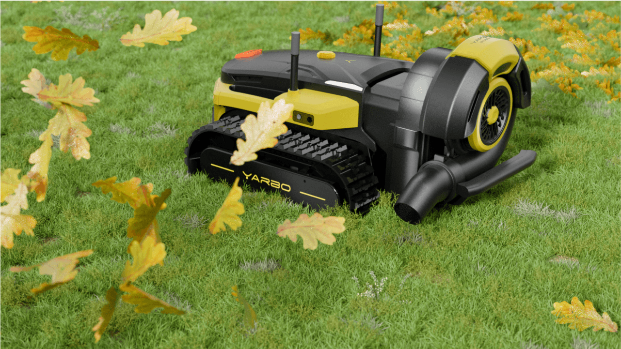 Yarbo robotic leaf blower working